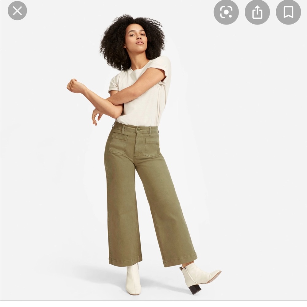Everlane wide-leg patch pocket crop pant in olive